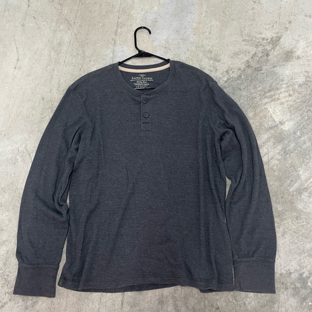 Faded Glory Charcoal Henley Shirt